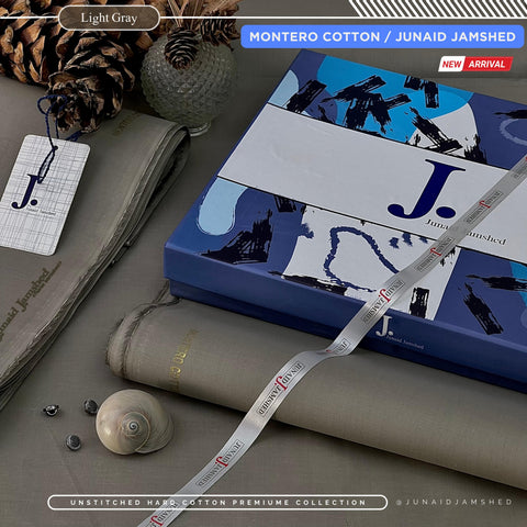 MONTERO Silver Finish Cotton by J. Junaid Jamshed | Premium Men's Winter Shalwar Kameez | Exclusive Box Packing Article