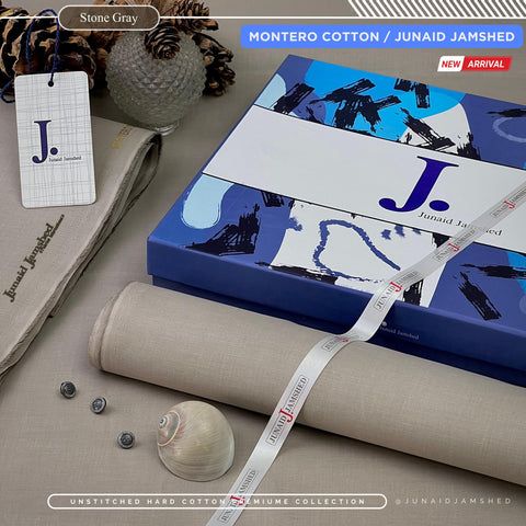 MONTERO Silver Finish Cotton by J. Junaid Jamshed | Premium Men's Winter Shalwar Kameez | Exclusive Box Packing Article